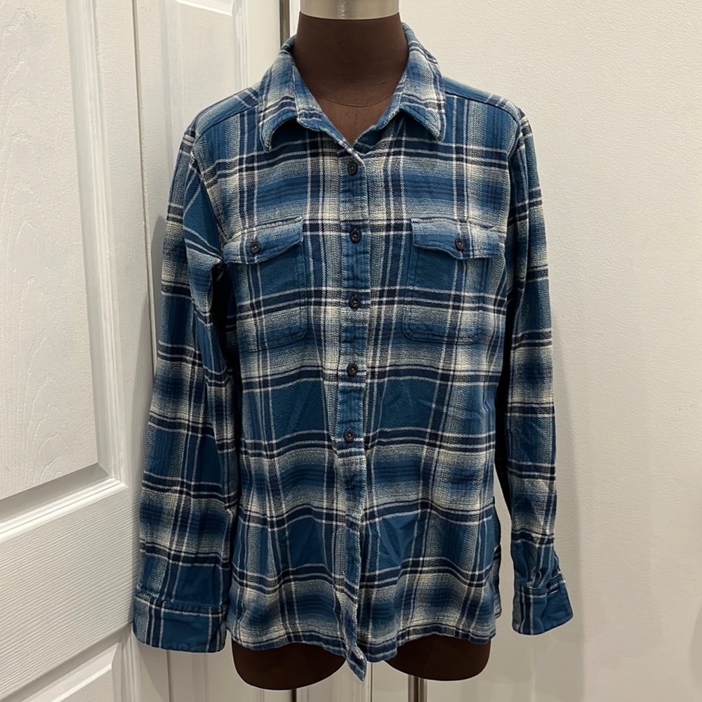 PATAGONIA Blue Plaid Flannel Organic Cotton Shirt Size 14